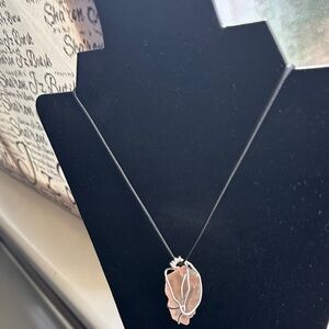 Ferruginous Quartz Crystal Wire Wrapped Copper (Silver) Necklace